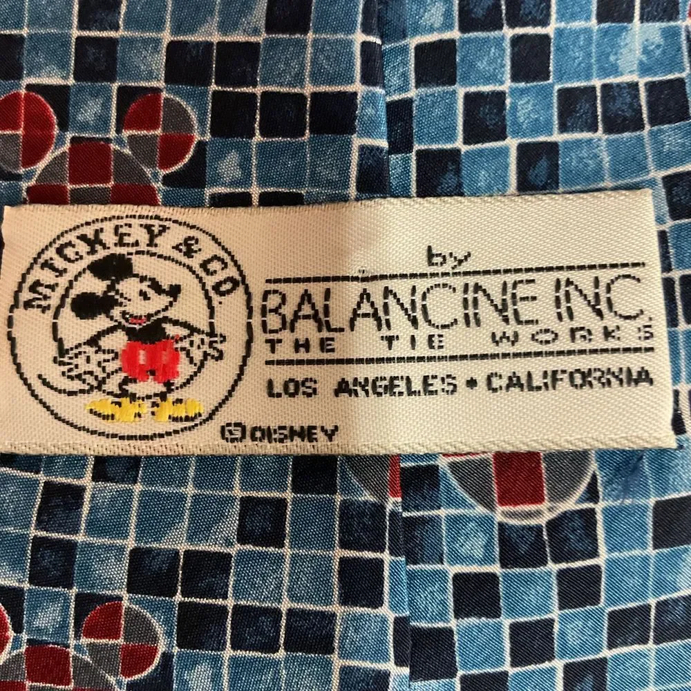 Disney Mickey‎ Mouse Mosaic Pattern Tie in Turquoise Blue and Burgundy